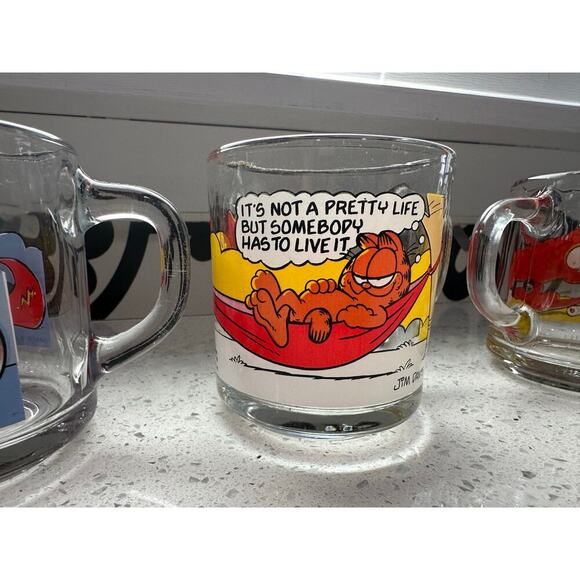 Vintage Set of 4 1978 McDonalds Garfield Odie Glass Coffee Mugs Cups Jim Davis - Picture 4 of 9